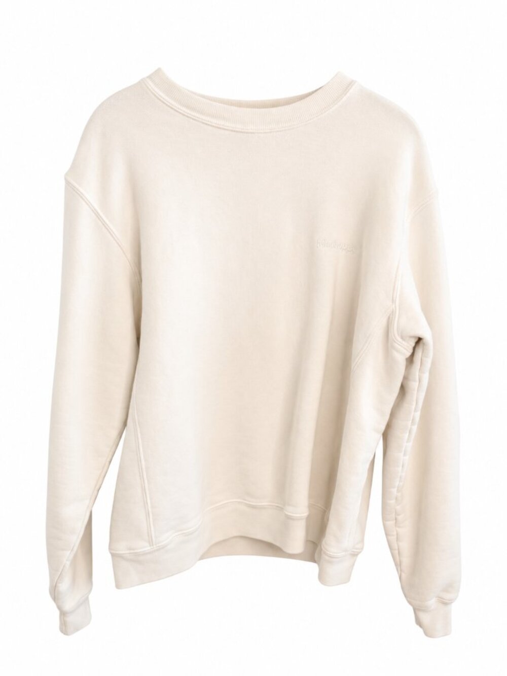Madhappy Crewneck Sweatshirt XS Cream Oversized Minimalist Cozy Fleece Pullover